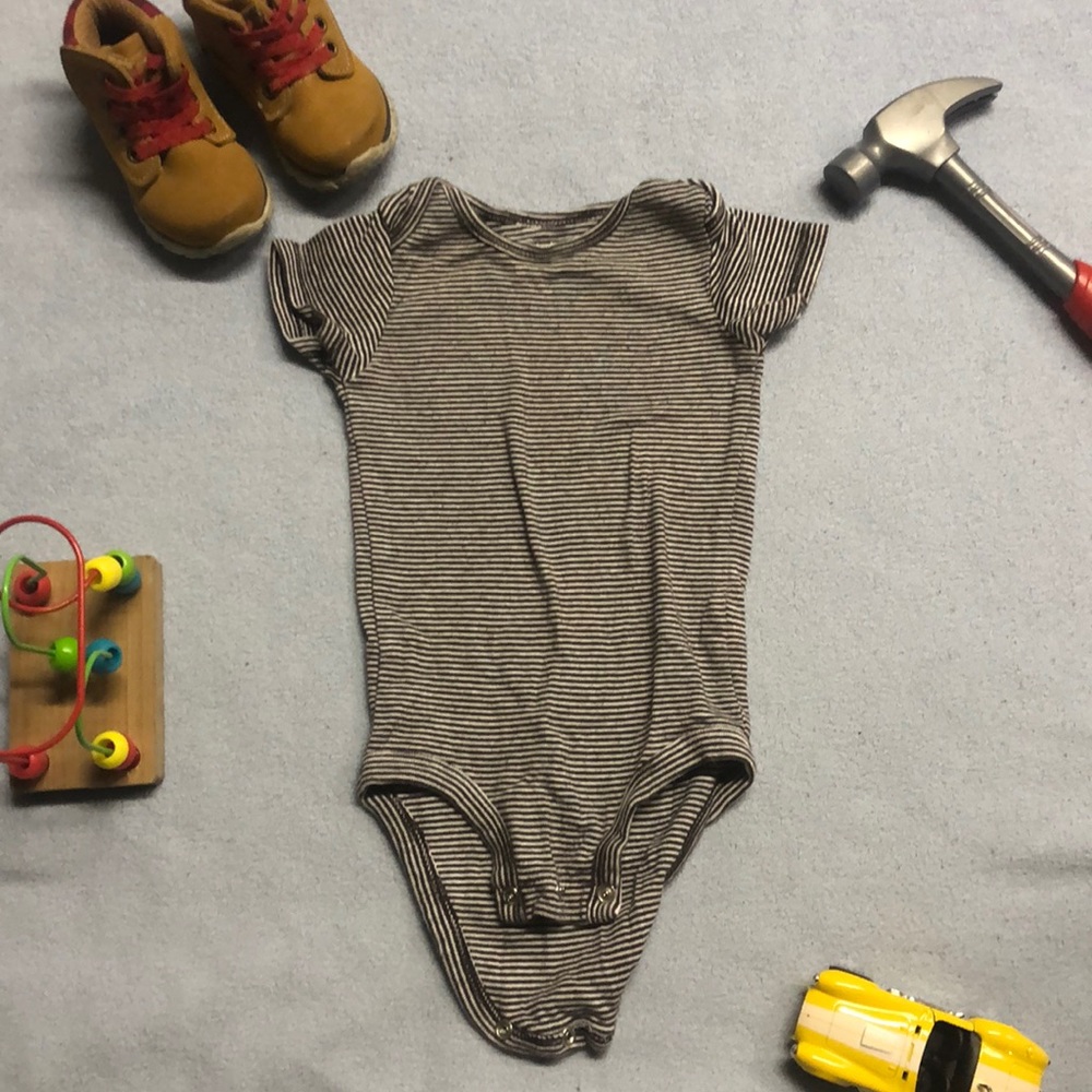 Brown and white striped onesie